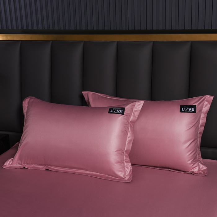 91家纺网 家纺一手货源 找家纺 宇豪 2023新款水洗真丝夏被套件 豆沙