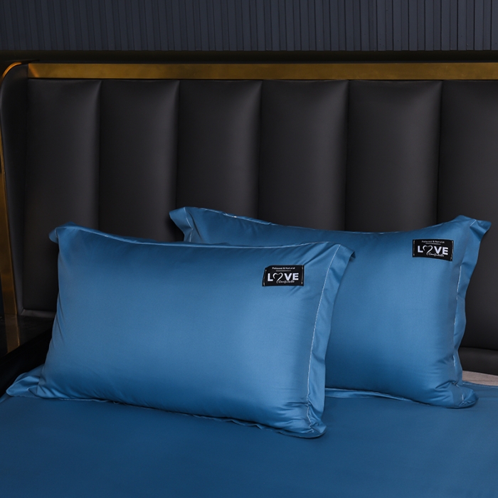 91家纺网 家纺一手货源 找家纺 宇豪 2023新款水洗真丝夏被套件 高贵-蓝