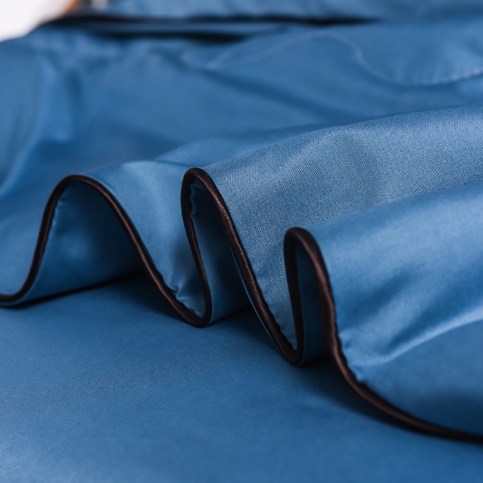 91家纺网 家纺一手货源 找家纺 宇豪 2023新款水洗真丝夏被套件 高贵-蓝