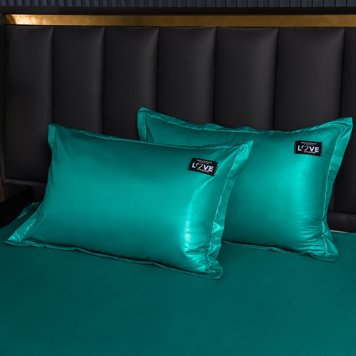 91家纺网 家纺一手货源 找家纺 宇豪 2023新款水洗真丝夏被套件 墨绿色