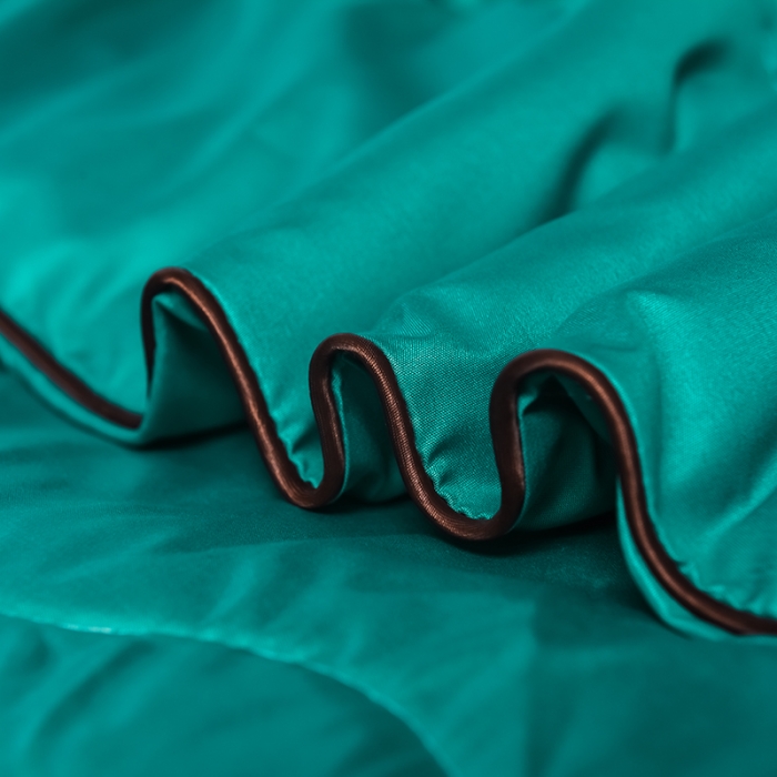 91家纺网 家纺一手货源 找家纺 宇豪 2023新款水洗真丝夏被套件 墨绿色