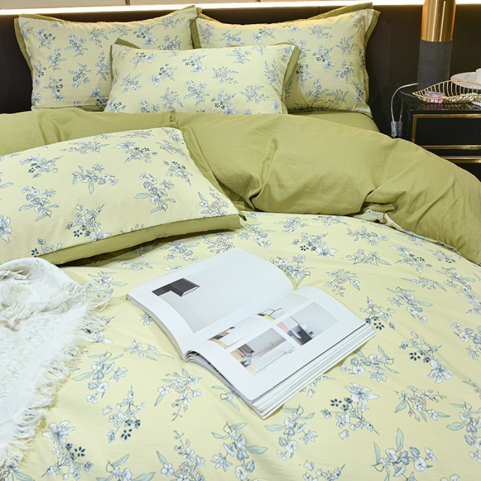 91家纺网 家纺一手货源 找家纺 梦柏 双层纱棉麻四件套 南笙