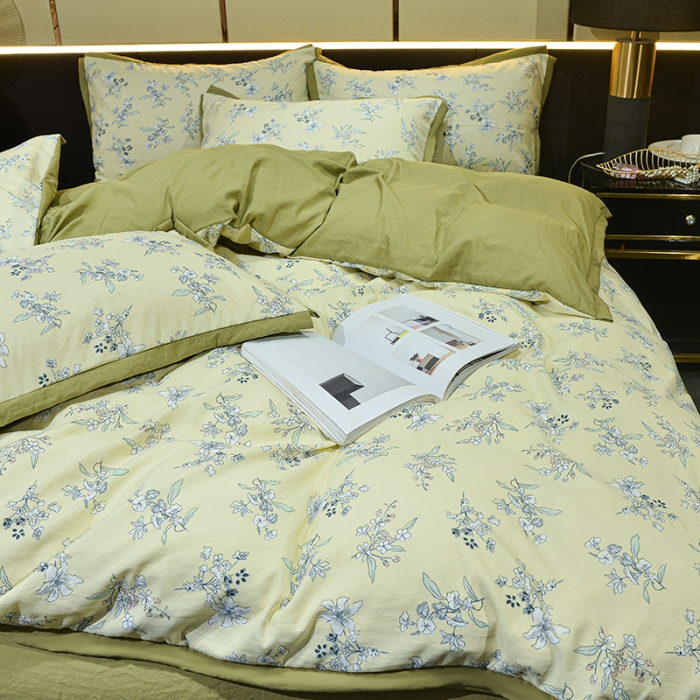 91家纺网 家纺一手货源 找家纺 梦柏 双层纱棉麻四件套 南笙