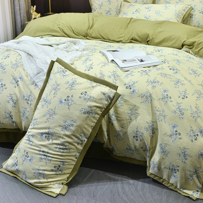 91家纺网 家纺一手货源 找家纺 梦柏 双层纱棉麻四件套 南笙