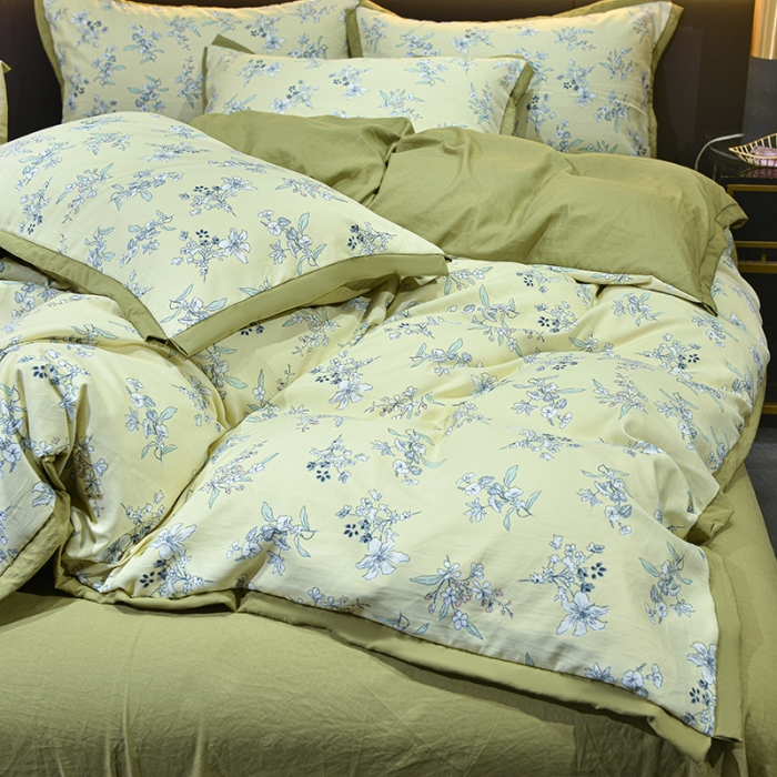 91家纺网 家纺一手货源 找家纺 梦柏 双层纱棉麻四件套 南笙