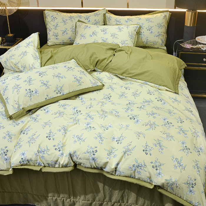 91家纺网 家纺一手货源 找家纺 梦柏 双层纱棉麻四件套 南笙