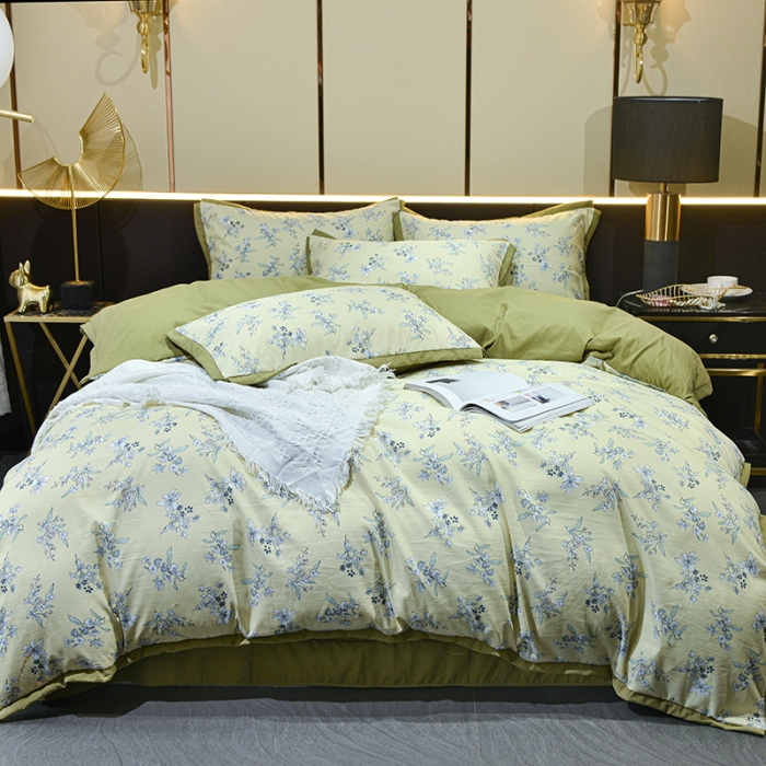 91家纺网 家纺一手货源 找家纺 梦柏 双层纱棉麻四件套 南笙