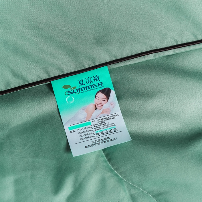 91家纺网 家纺一手货源 找家纺 宇豪 2023新款水洗真丝夏被套件 水绿