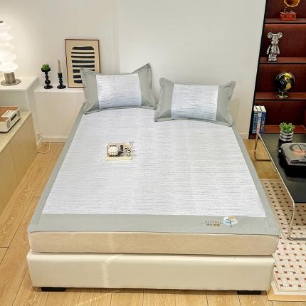 2023澳梵植物抗菌冰丝凉席三件套软席 简约-水蓝