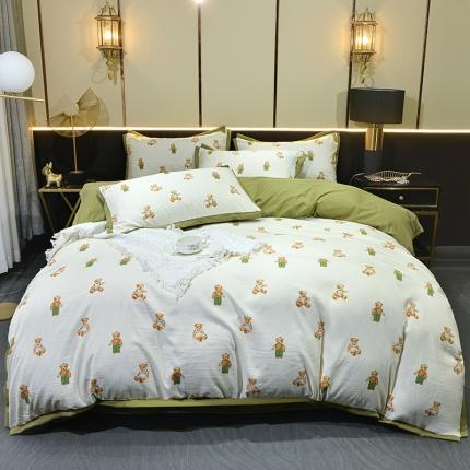 梦柏 双层纱棉麻四件套 小熊乐园