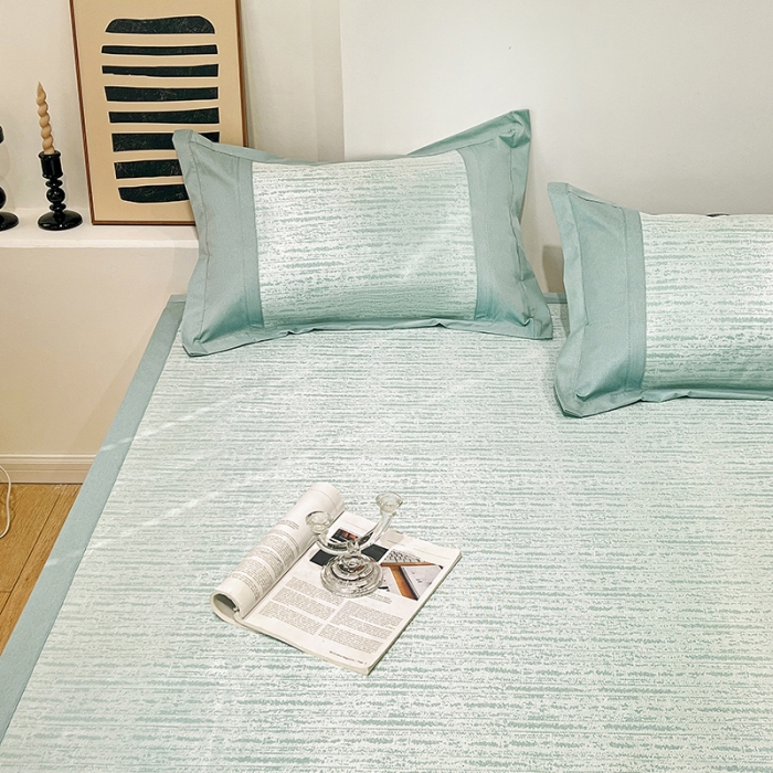 91家纺网 家纺一手货源 找家纺 2023澳梵植物抗菌冰丝凉席三件套软席 简约-水绿