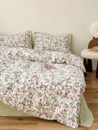 91家纺网 家纺一手货源 找家纺 洋铭区 2023新款双层纱四件套系列 玫瑰花园