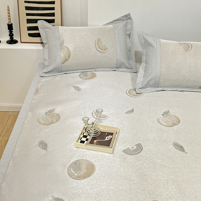 91家纺网 家纺一手货源 找家纺 2023澳梵植物抗菌冰丝凉席三件套软席 鲜橙多