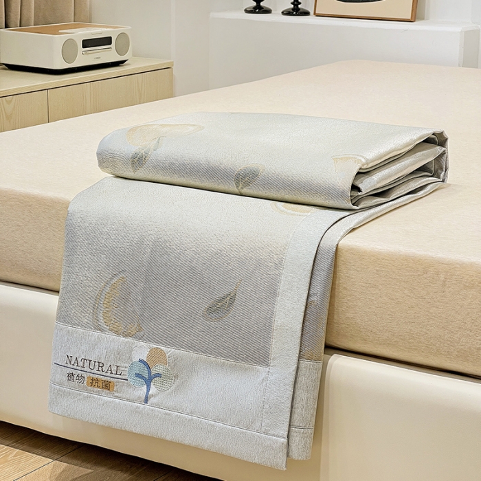 91家纺网 家纺一手货源 找家纺 2023澳梵植物抗菌冰丝凉席三件套软席 鲜橙多