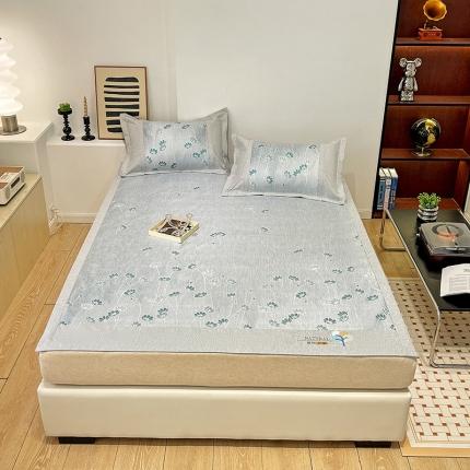 2023澳梵植物抗菌冰丝凉席三件套软席 盛放-灰