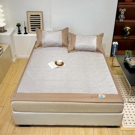 2023澳梵植物抗菌冰丝凉席三件套软席 米格-金咖