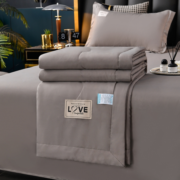 91家纺网 家纺一手货源 找家纺 宇豪 2023新款水洗棉夏被 LOVE-高级灰