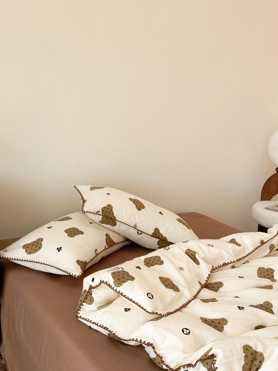 91家纺网 家纺一手货源 找家纺 洋铭区 2023新款双层纱四件套系列 宝贝熊熊