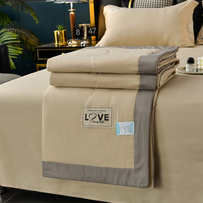 91家纺网 家纺一手货源 找家纺 宇豪 2023新款水洗棉夏被 LOVE-咖啡色