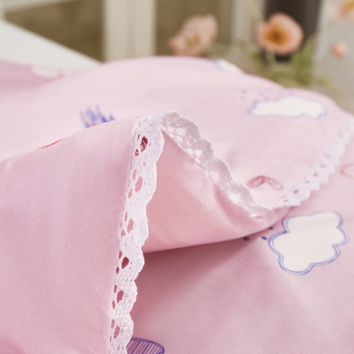 91家纺网 家纺一手货源 找家纺 丝涟 2023新款 A类儿童针织棉印花夏被 粉小兔