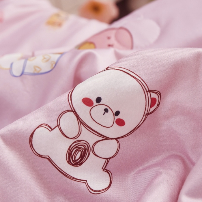 91家纺网 家纺一手货源 找家纺 丝涟 2023新款 A类儿童针织棉印花夏被 粉小兔