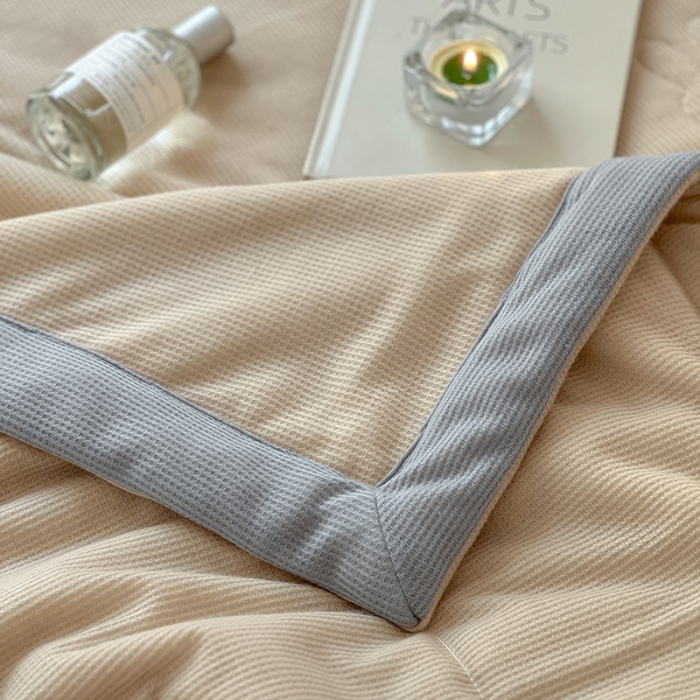 91家纺网 家纺一手货源 找家纺 伊被源 2023新款华夫格针织棉夏被--无标款 卡其