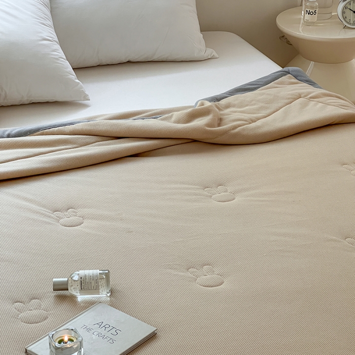 91家纺网 家纺一手货源 找家纺 伊被源 2023新款华夫格针织棉夏被--无标款 卡其