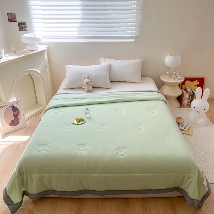 91家纺网 家纺一手货源 找家纺 伊被源 2023新款华夫格针织棉夏被--无标款 绿