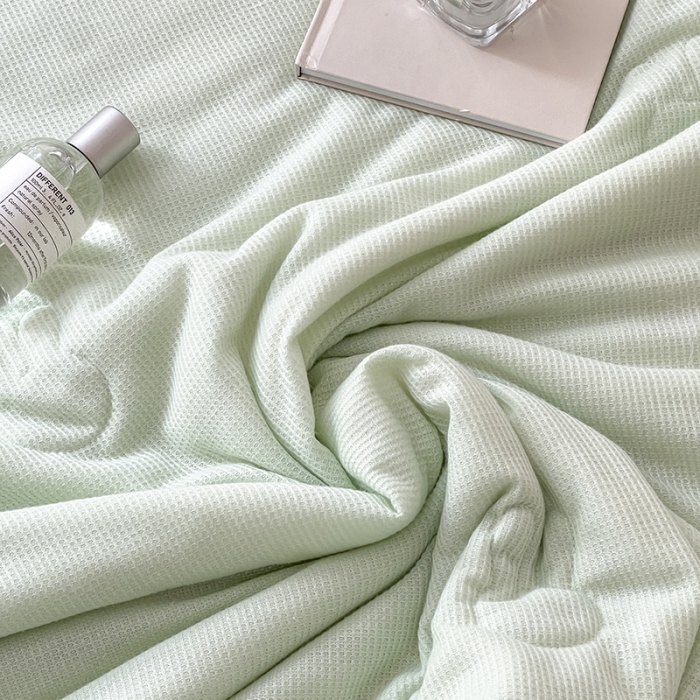 91家纺网 家纺一手货源 找家纺 伊被源 2023新款华夫格针织棉夏被--无标款 绿