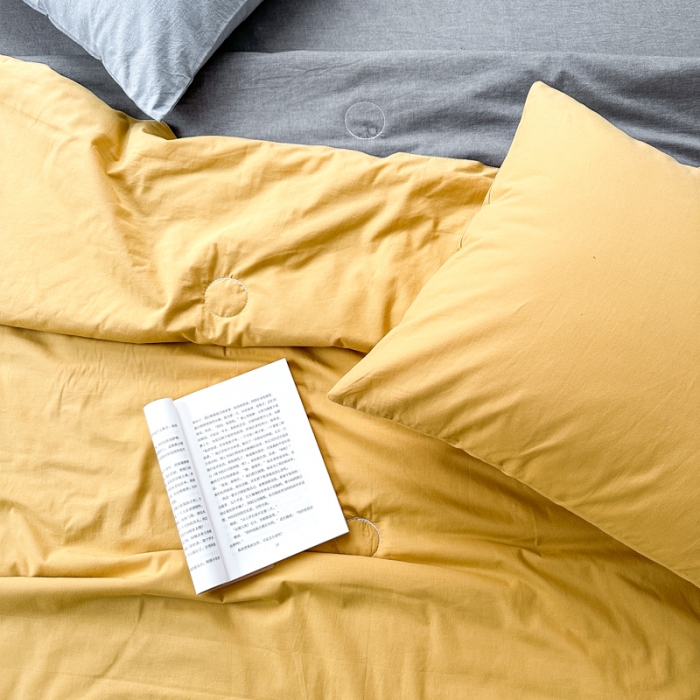 91家纺网 家纺一手货源 找家纺 玖弘 2023新款大豆夏被 姜黄+军绿双拼