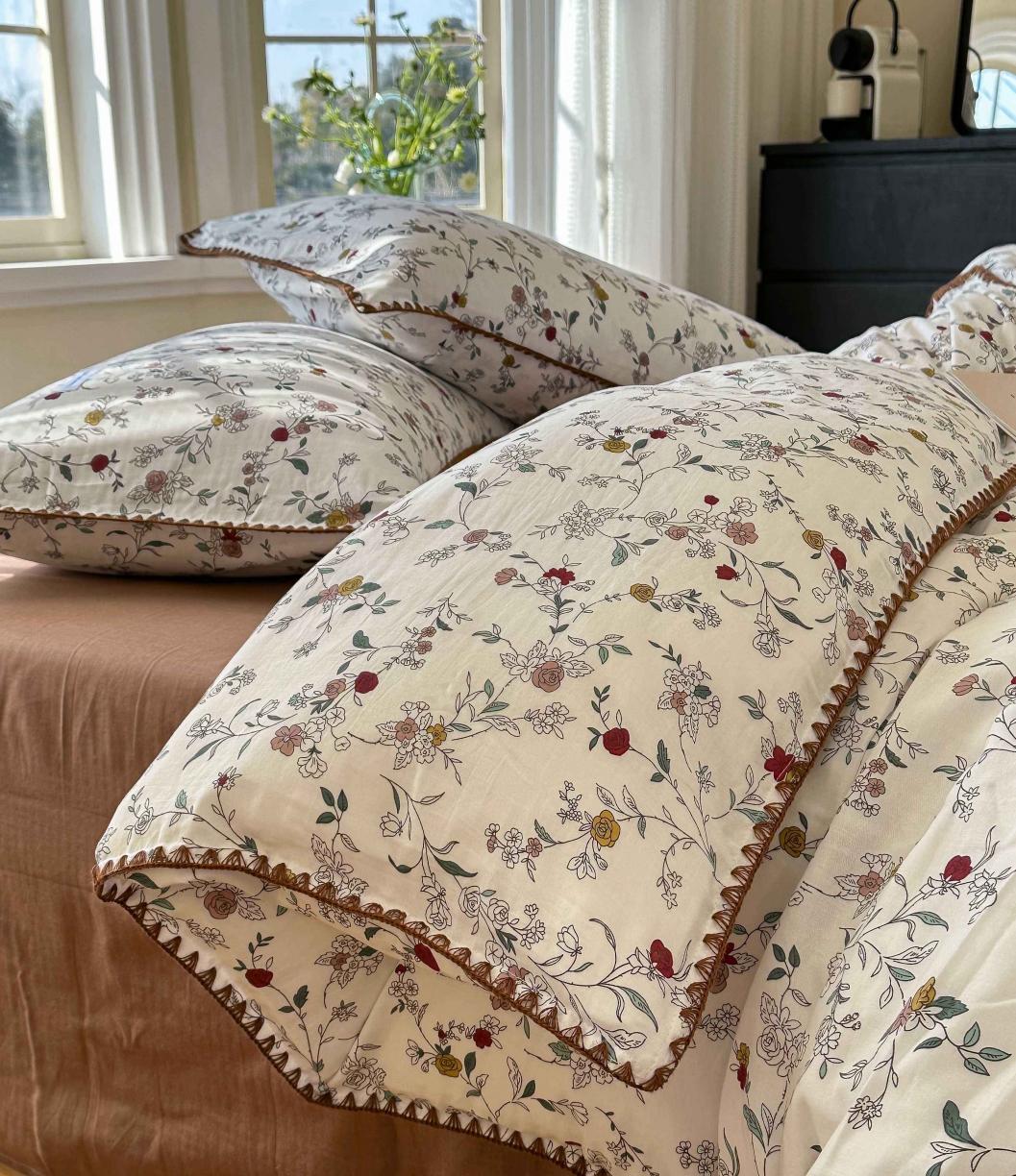 91家纺网 家纺一手货源 找家纺 洋铭区 2023新款双层纱四件套系列 小紫花束