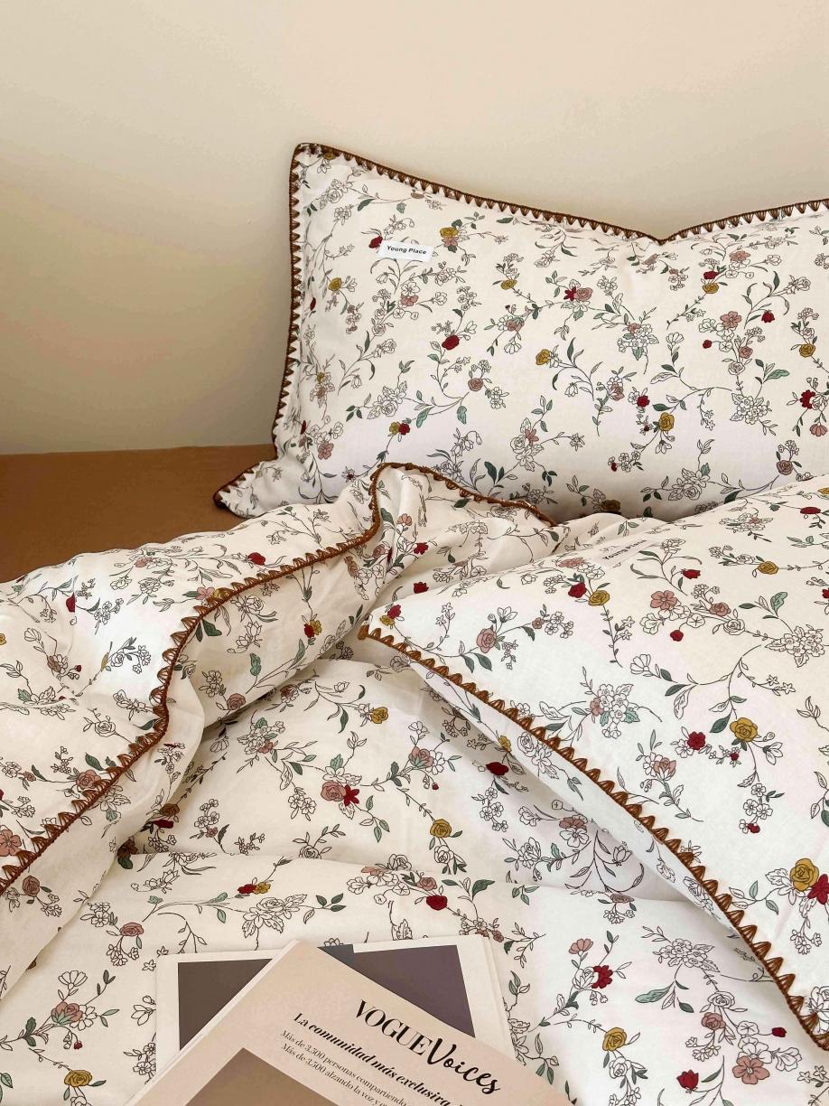 91家纺网 家纺一手货源 找家纺 洋铭区 2023新款双层纱四件套系列 小紫花束