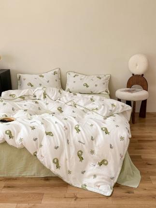 91家纺网 家纺一手货源 找家纺 洋铭区 2023新款双层纱四件套系列 哈哈龙