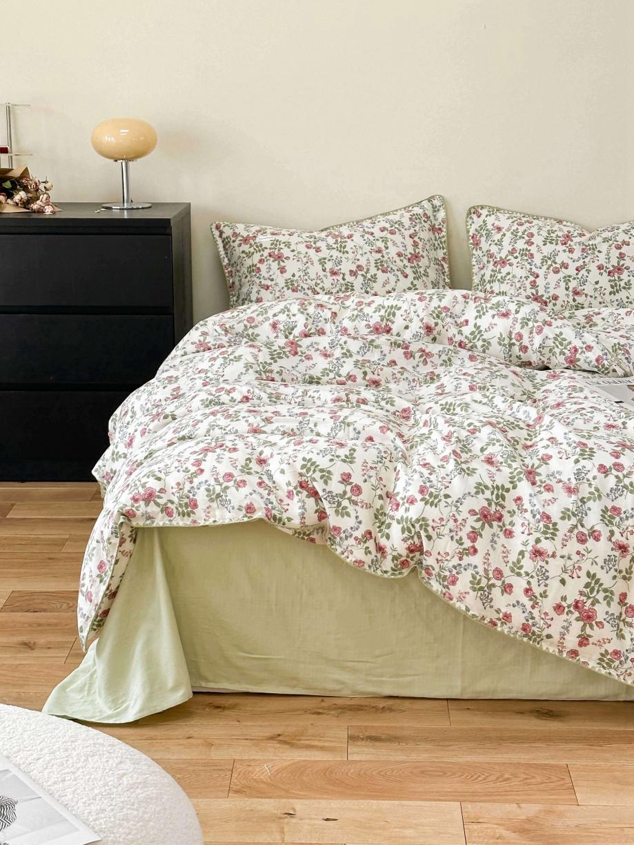 91家纺网 家纺一手货源 找家纺 洋铭区 2023新款双层纱四件套系列 玫瑰花园