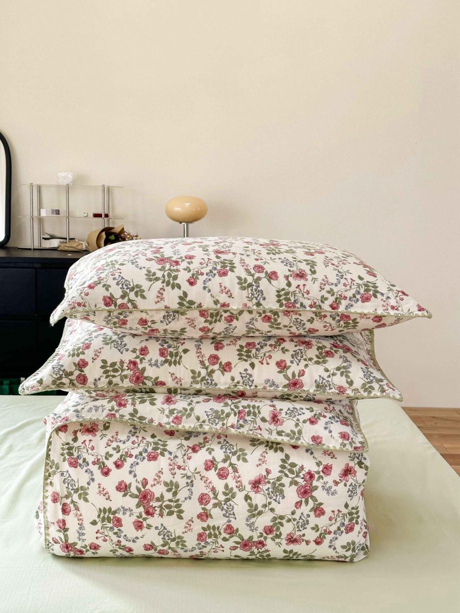 91家纺网 家纺一手货源 找家纺 洋铭区 2023新款双层纱四件套系列 玫瑰花园
