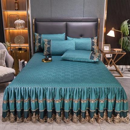 91家纺网 家纺一手货源 找家纺 罗艺轩 2024新款贡缎提花夹棉床裙尊享系列三件套 宾利兰