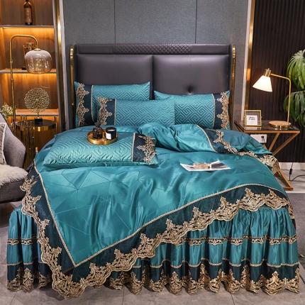 91家纺网 家纺一手货源 找家纺 罗艺轩 2024新款贡缎提花夹棉床裙尊享系列四件套宾利兰