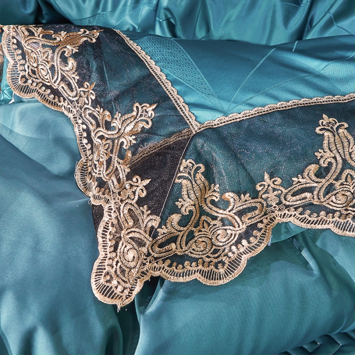 91家纺网 家纺一手货源 找家纺 罗艺轩 2024新款贡缎提花夹棉床裙尊享系列四件套宾利兰