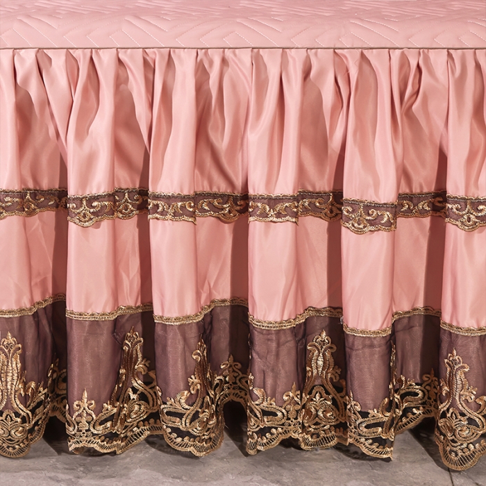 91家纺网 家纺一手货源 找家纺 罗艺轩 2024新款贡缎提花夹棉床裙尊享系列四件套凝脂玉