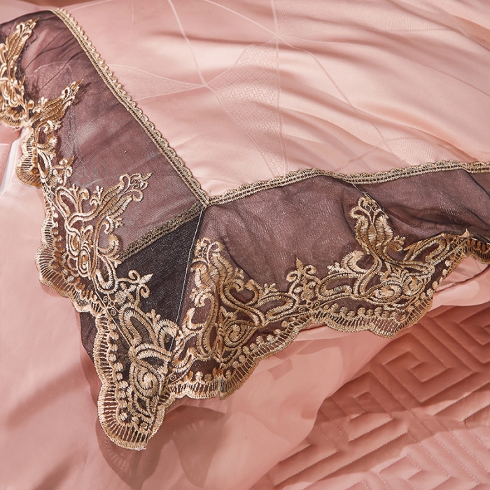 91家纺网 家纺一手货源 找家纺 罗艺轩 2024新款贡缎提花夹棉床裙尊享系列四件套凝脂玉