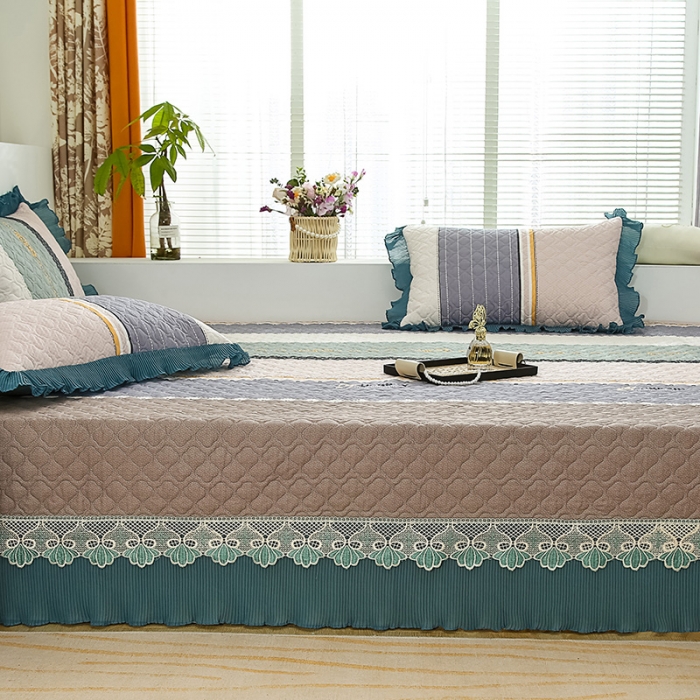 91家纺网 家纺一手货源 找家纺 冬然 2023新款全棉防滑榻榻米垫子炕垫纯棉床盖三件套 时光印记