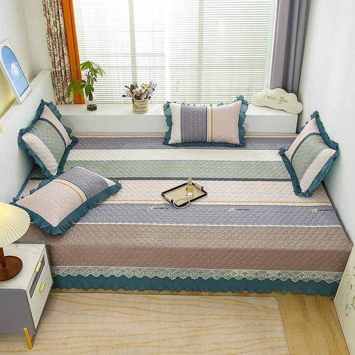 91家纺网 家纺一手货源 找家纺 冬然 2023新款全棉防滑榻榻米垫子炕垫纯棉床盖三件套 时光印记