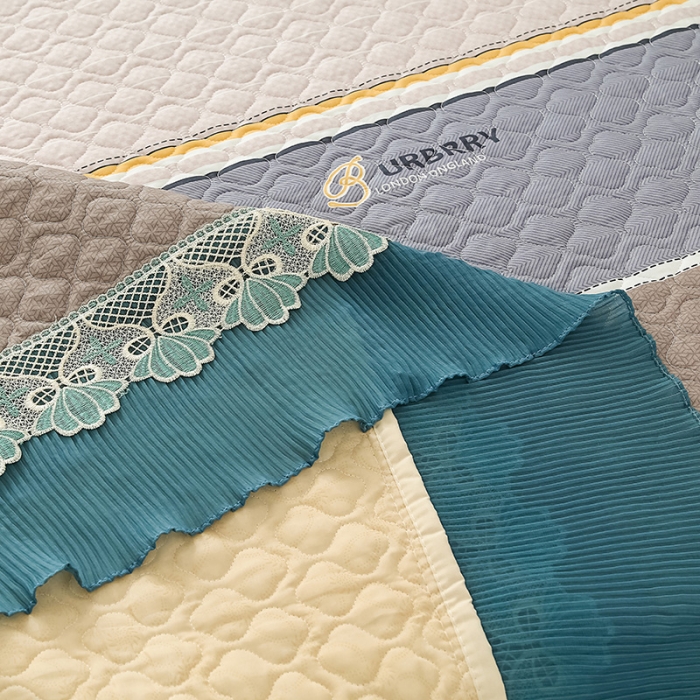 91家纺网 家纺一手货源 找家纺 冬然 2023新款全棉防滑榻榻米垫子炕垫纯棉床盖三件套 时光印记