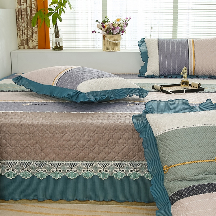 91家纺网 家纺一手货源 找家纺 冬然 2023新款全棉防滑榻榻米垫子炕垫纯棉床盖三件套 时光印记