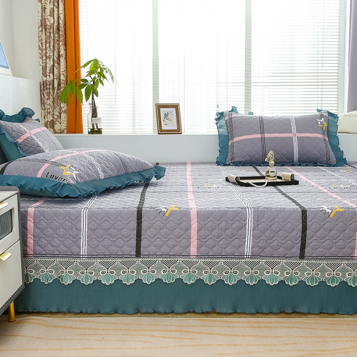 91家纺网 家纺一手货源 找家纺 冬然 2023新款全棉防滑榻榻米垫子炕垫纯棉床盖三件套 五星皇冠