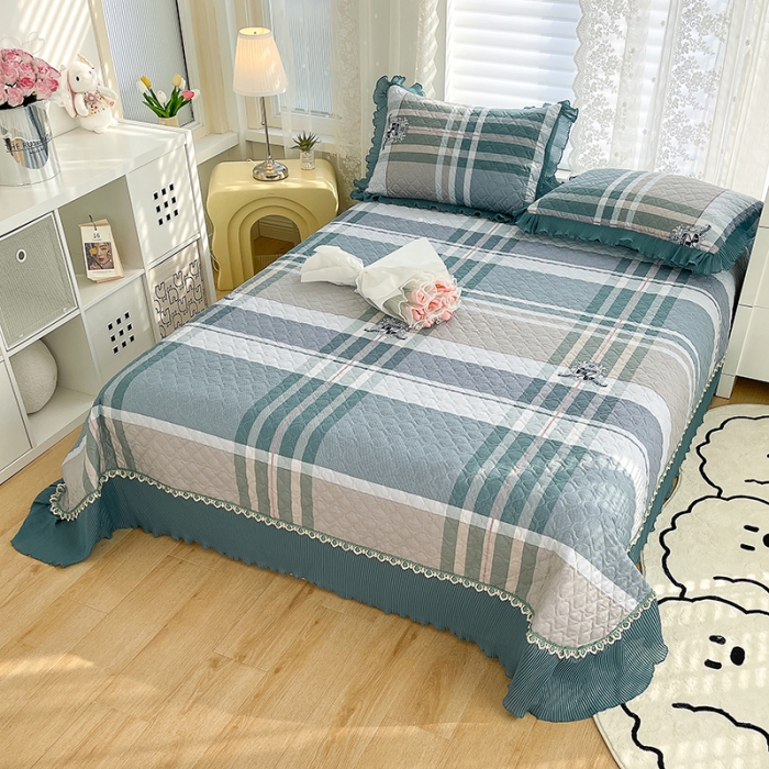 91家纺网 家纺一手货源 找家纺 冬然 2023新款全棉床盖纯棉床盖花边床盖 印象阁