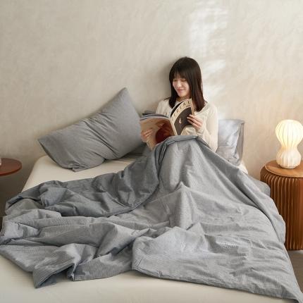 91家纺网 家纺一手货源 找家纺 （总）2024新款A类全棉色织水洗棉夏被（夏被四件套）