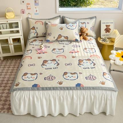 91家纺网 家纺一手货源 找家纺 （总）懒猫 2024新款250D宽边圆网数码印花冰丝席