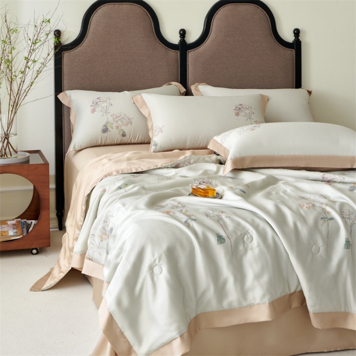 91家纺网 家纺一手货源 找家纺 2023新款印花天丝夏被四件套 春日