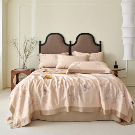 2023新款印花天丝夏被四件套 音雅 玉色